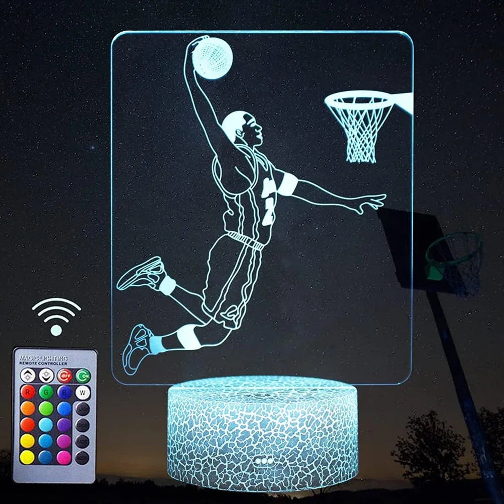 Fußball Nachtlicht und Basketball
